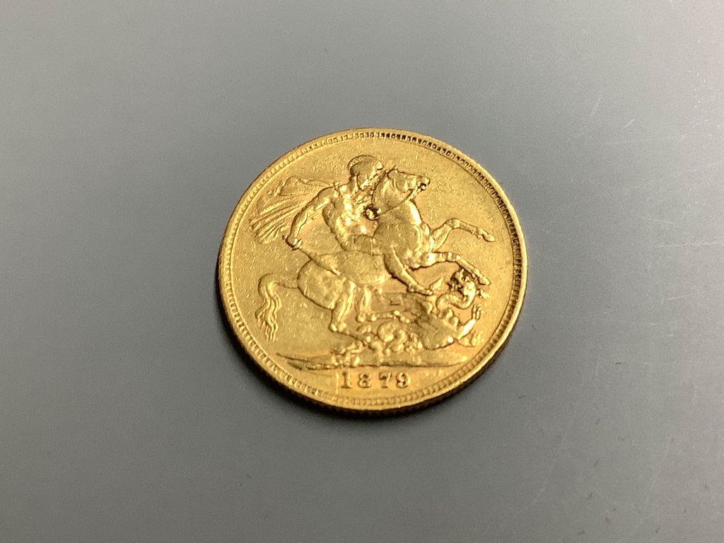A Victorian gold sovereign, 1879.